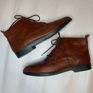 The Leather Collection Brown Lace Up Booties